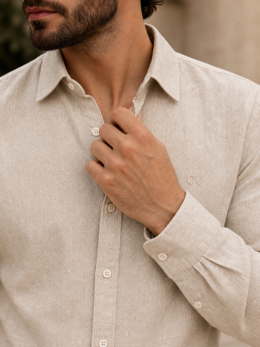 Men's Off White Cream LYOLEN™ Linen Shirt