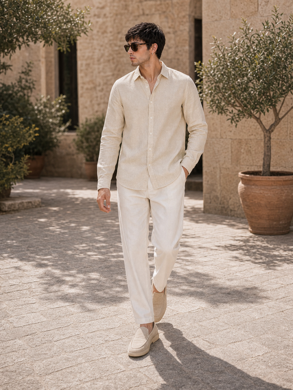 Ivory White LYOLEN™ Linen Shirt | Unisex Premium Linen-Lyocell Blend | Classy Vouge