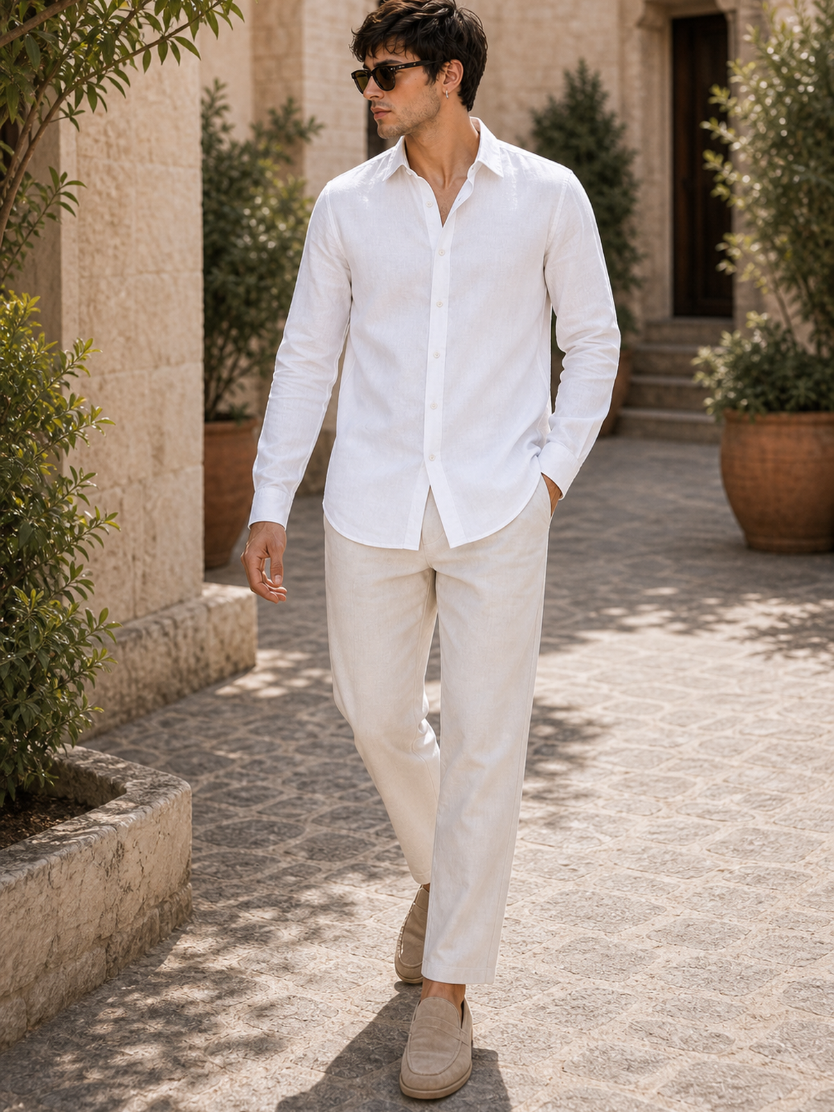 White LYOLEN™ Linen Shirt | Unisex Premium Linen-Lyocell Blend | Classy Vouge