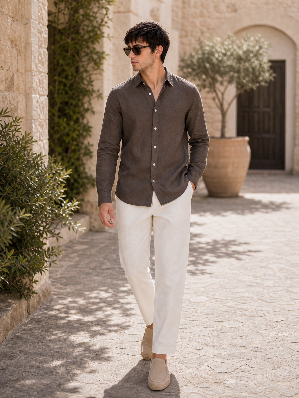 Coffee Brown LYOLEN™ Linen Shirt | Unisex Premium Linen-Lyocell Blend | Classy Vouge