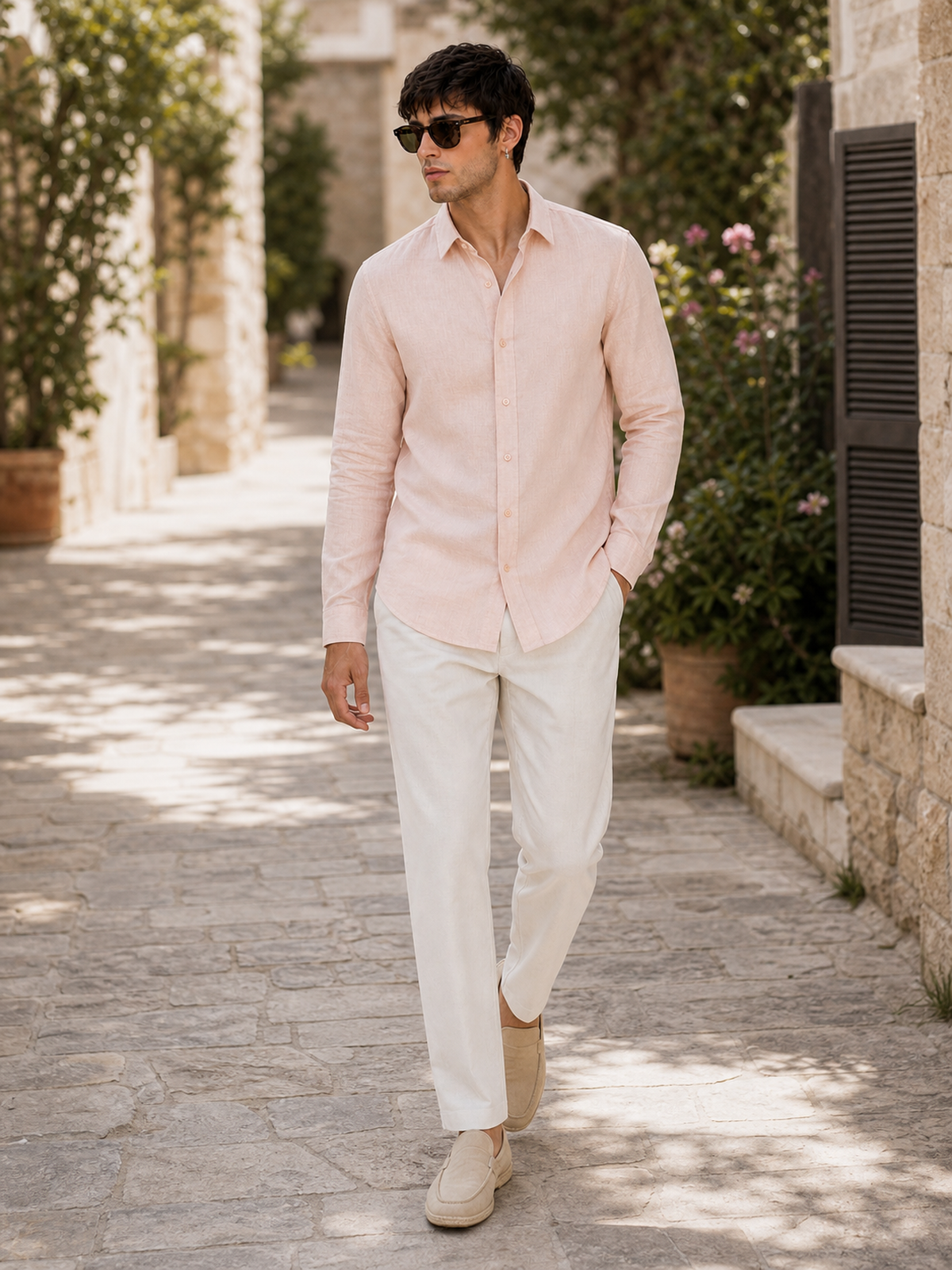 Blush Pink LYOLEN™ Linen Shirt | Unisex Premium Linen-Lyocell Blend | Classy Vouge