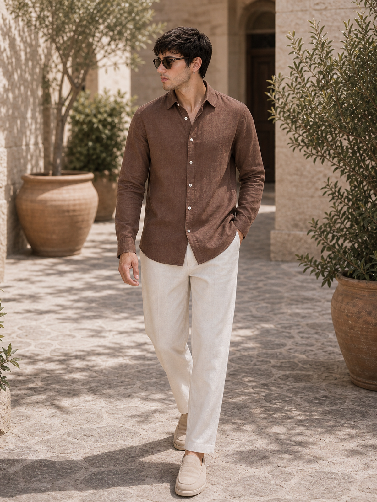 Men's Coffee Brown LYOLEN™ Linen Shirt