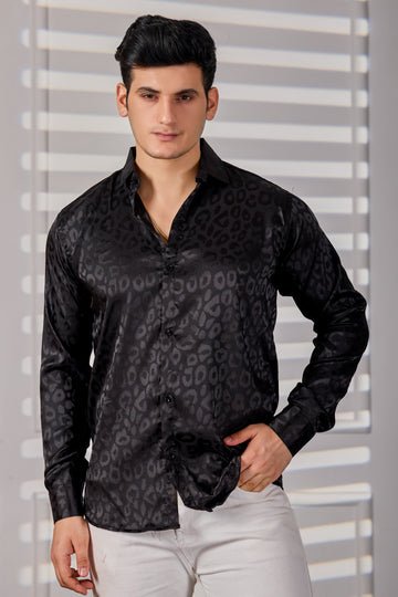Elegant Leopard Texture Satin Shirt