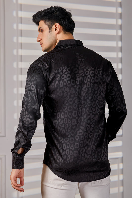 Elegant Leopard Texture Satin Shirt