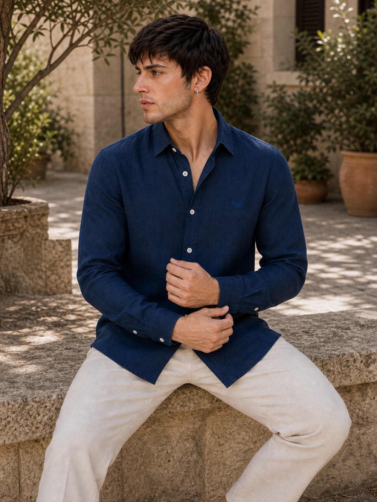 Navy Blue LYOLEN™ Linen Shirt | Unisex Premium Linen-Lyocell Blend | Classy Vouge