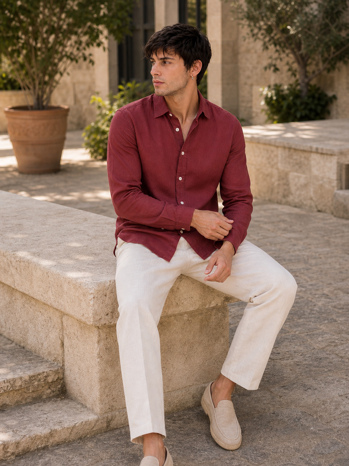 Wine Maroon LYOLEN™ Linen Shirt