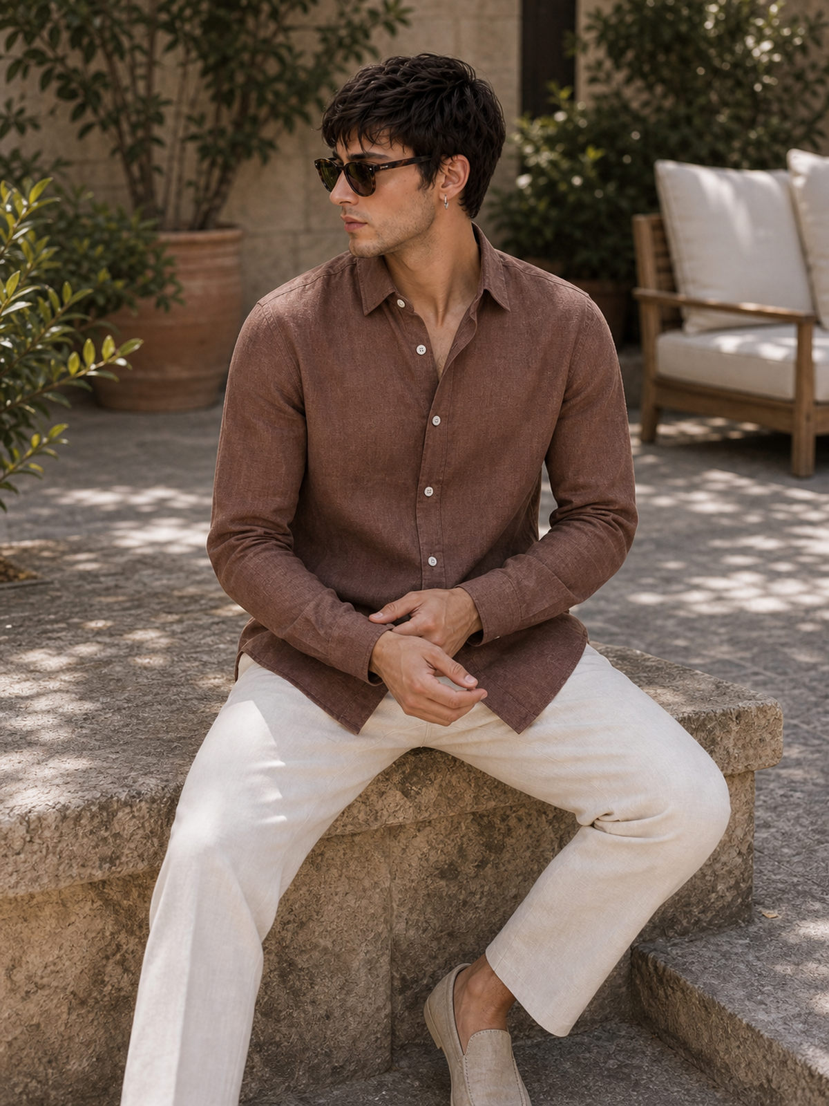 Men's Coffee Brown LYOLEN™ Linen Shirt