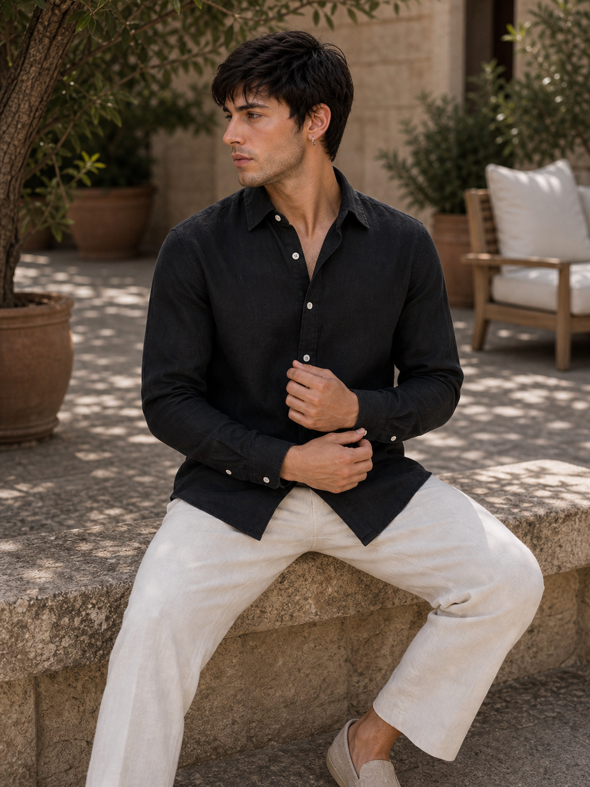 Classic Black LYOLEN™ Linen Shirt | Unisex Premium Linen-Lyocell Blend | Classy Vouge