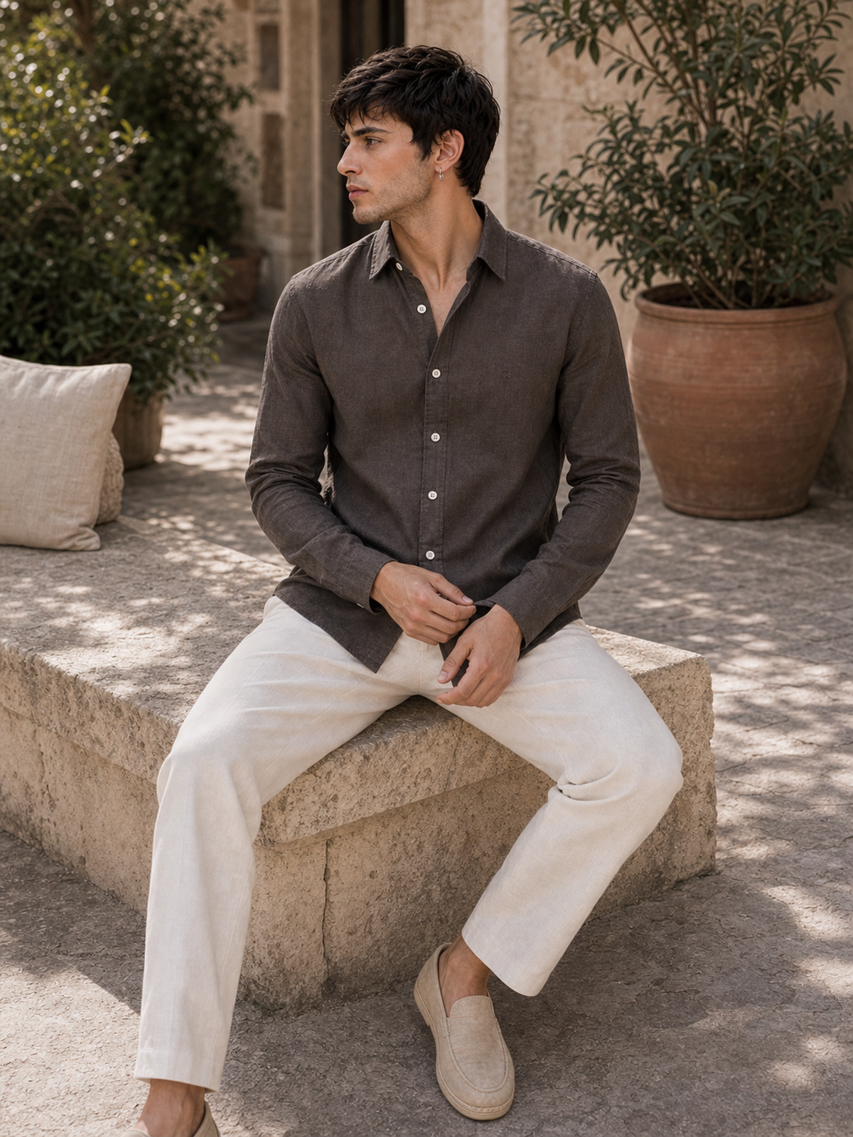 Coffee Brown LYOLEN™ Linen Shirt | Unisex Premium Linen-Lyocell Blend | Classy Vouge