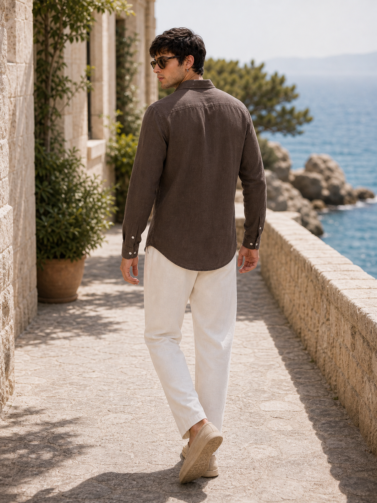 Coffee Brown LYOLEN™ Linen Shirt | Unisex Premium Linen-Lyocell Blend | Classy Vouge