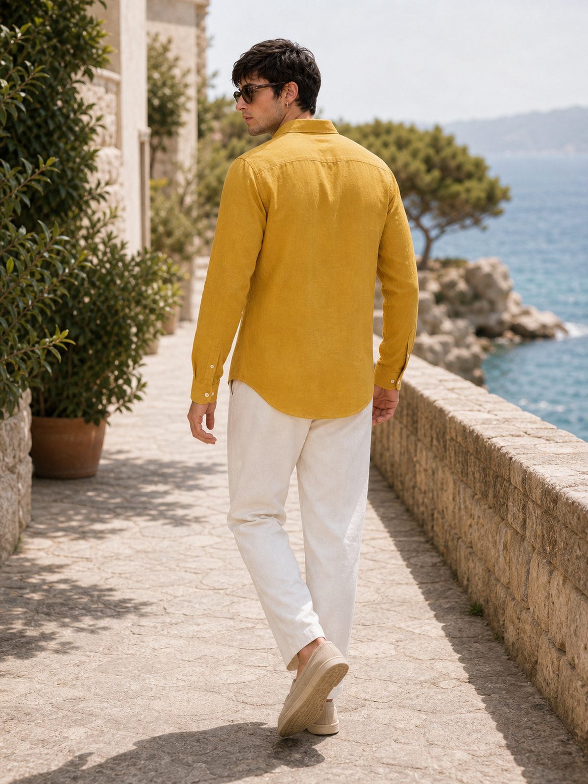 Mustard Yellow LYOLEN™ Linen Shirt | Unisex Premium Linen-Lyocell Blend | Classy Vouge