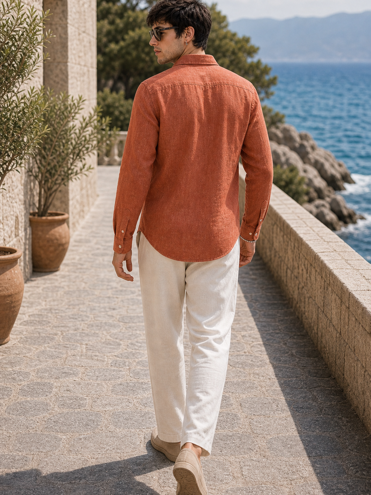 Rust Terracotta LYOLEN™ Linen Shirt | Unisex Premium Linen-Lyocell Blend | Classy Vouge