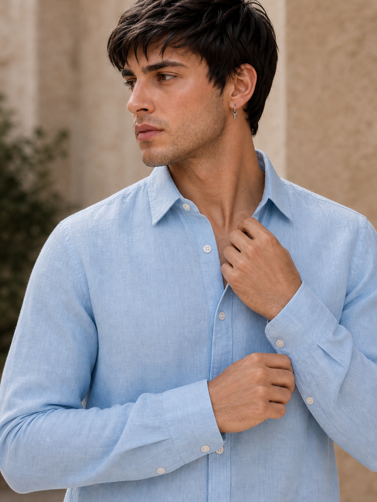 Powder Blue LYOLEN™ Linen Shirt | Unisex Premium Linen-Lyocell Blend | Classy Vouge