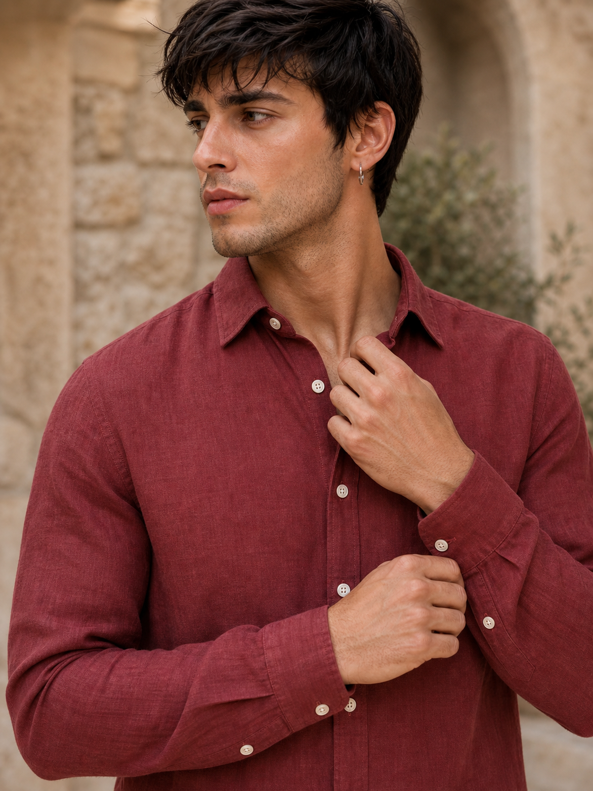 Wine Maroon LYOLEN™ Linen Shirt