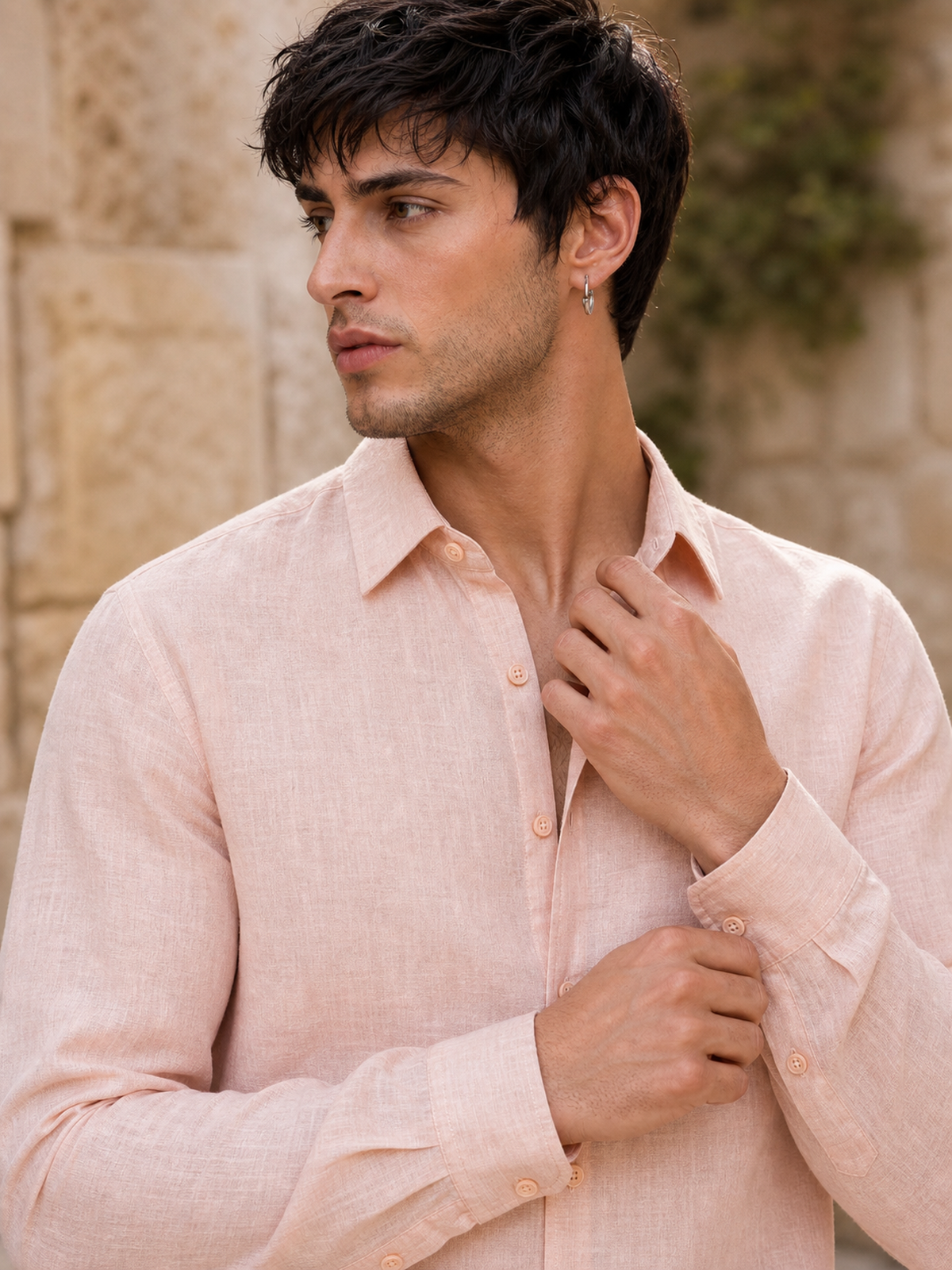 Blush Pink LYOLEN™ Linen Shirt | Unisex Premium Linen-Lyocell Blend | Classy Vouge