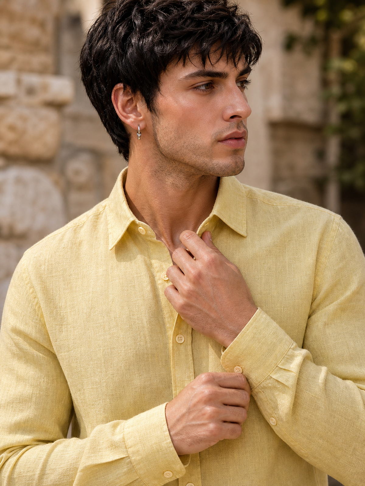 Pastel Yellow LYOLEN™ Linen Shirt | Unisex Premium Linen-Lyocell Blend | Classy Vouge