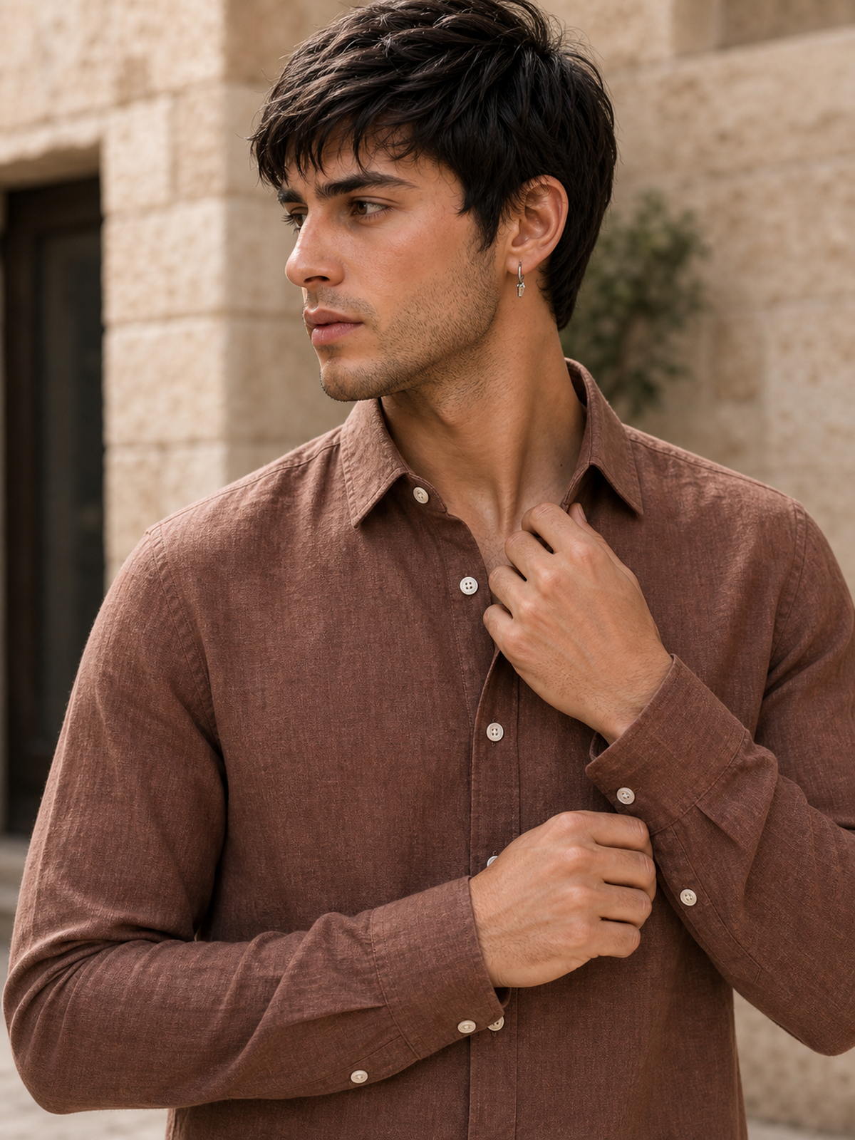 Men's Coffee Brown LYOLEN™ Linen Shirt