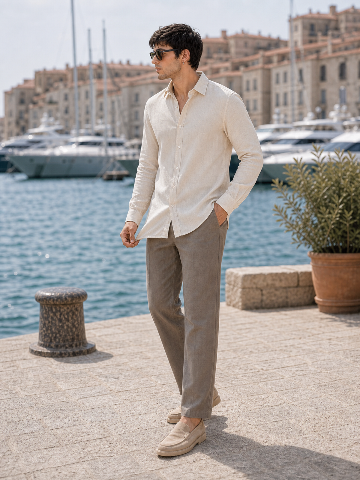 Ivory White LYOLEN™ Linen Shirt | Unisex Premium Linen-Lyocell Blend | Classy Vouge