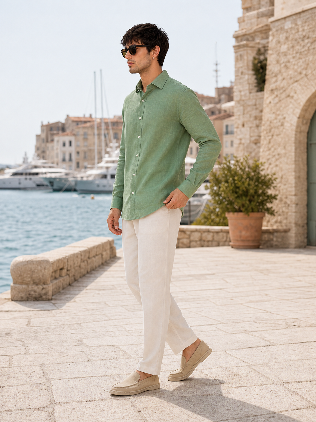 Sage Green LYOLEN™ Linen Shirt | Unisex Premium Linen-Lyocell Blend | Classy Vouge