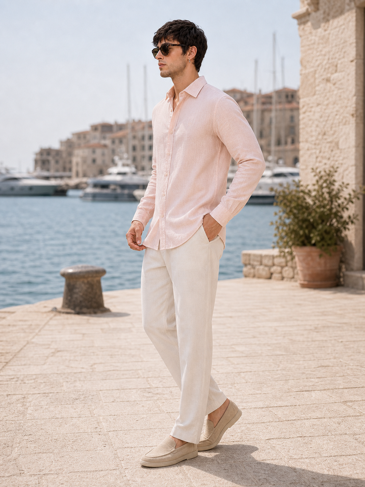 Blush Pink LYOLEN™ Linen Shirt | Unisex Premium Linen-Lyocell Blend | Classy Vouge