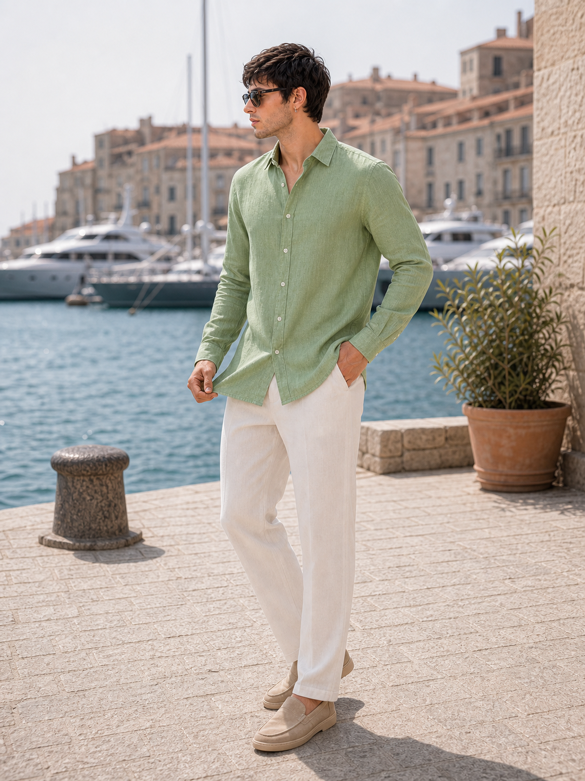Mint Green LYOLEN™ Linen Shirt | Unisex Premium Linen-Lyocell Blend | Classy Vouge