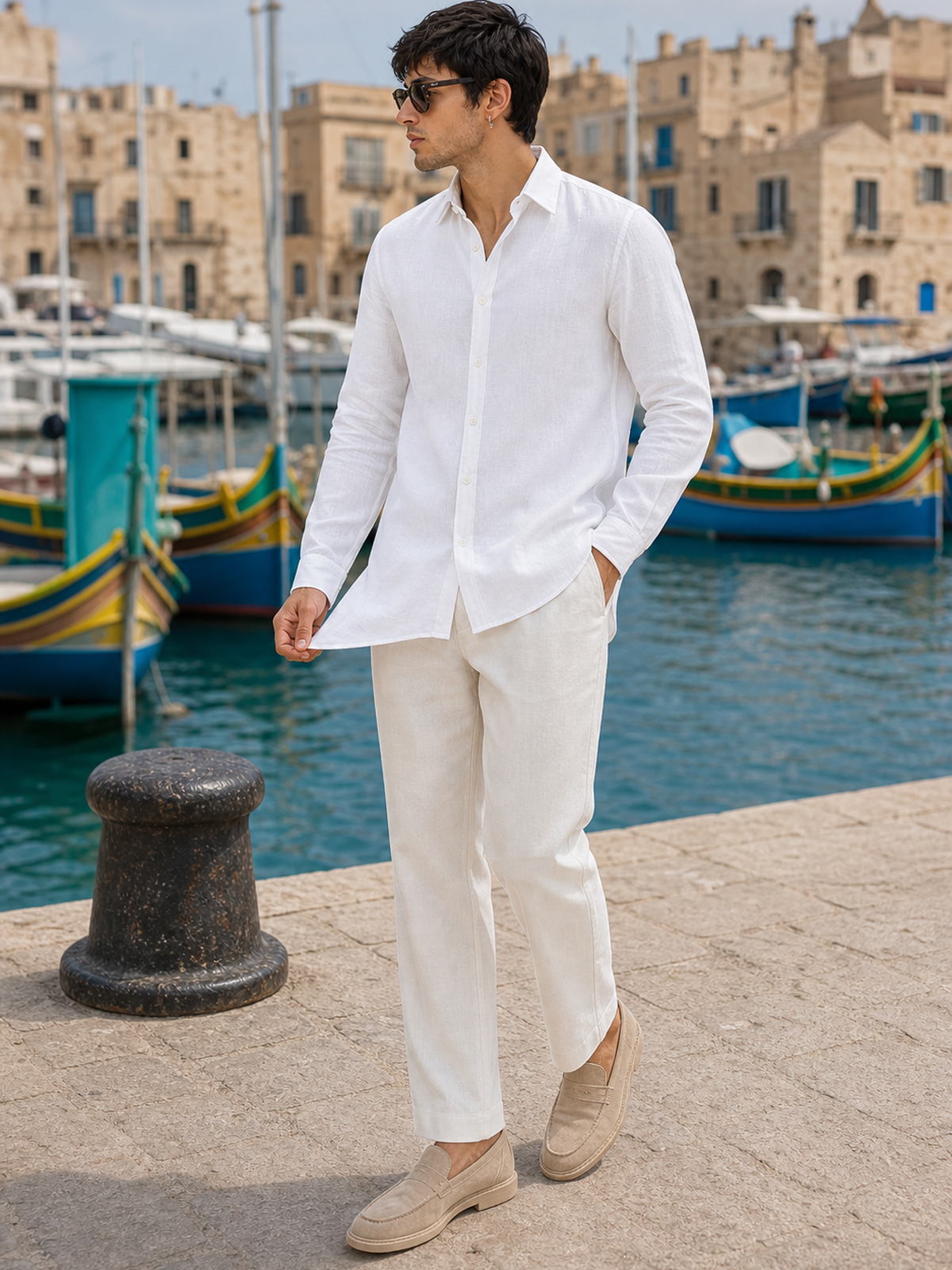 White LYOLEN™ Linen Shirt | Unisex Premium Linen-Lyocell Blend | Classy Vouge