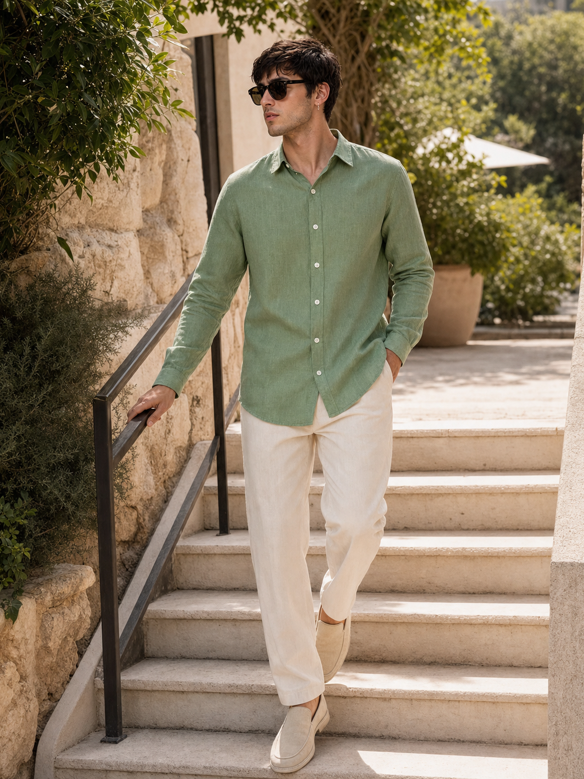 Sage Green LYOLEN™ Linen Shirt | Unisex Premium Linen-Lyocell Blend | Classy Vouge