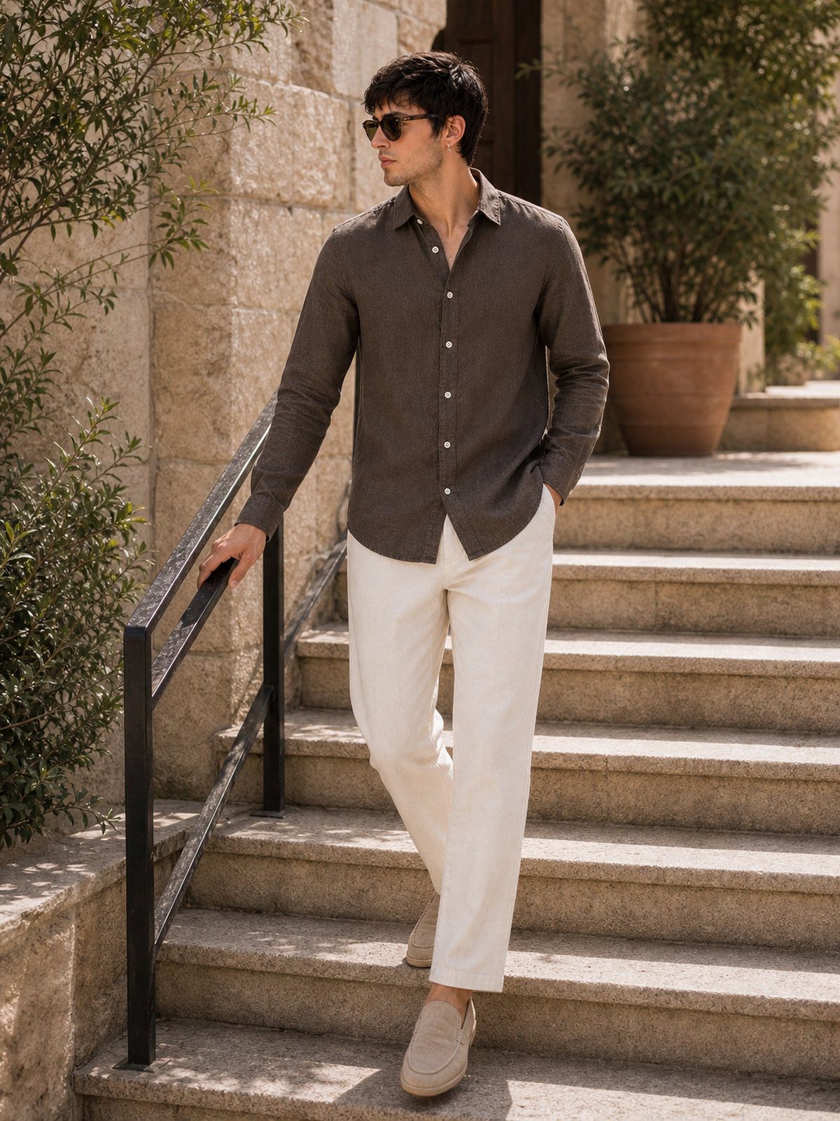 Coffee Brown LYOLEN™ Linen Shirt | Unisex Premium Linen-Lyocell Blend | Classy Vouge