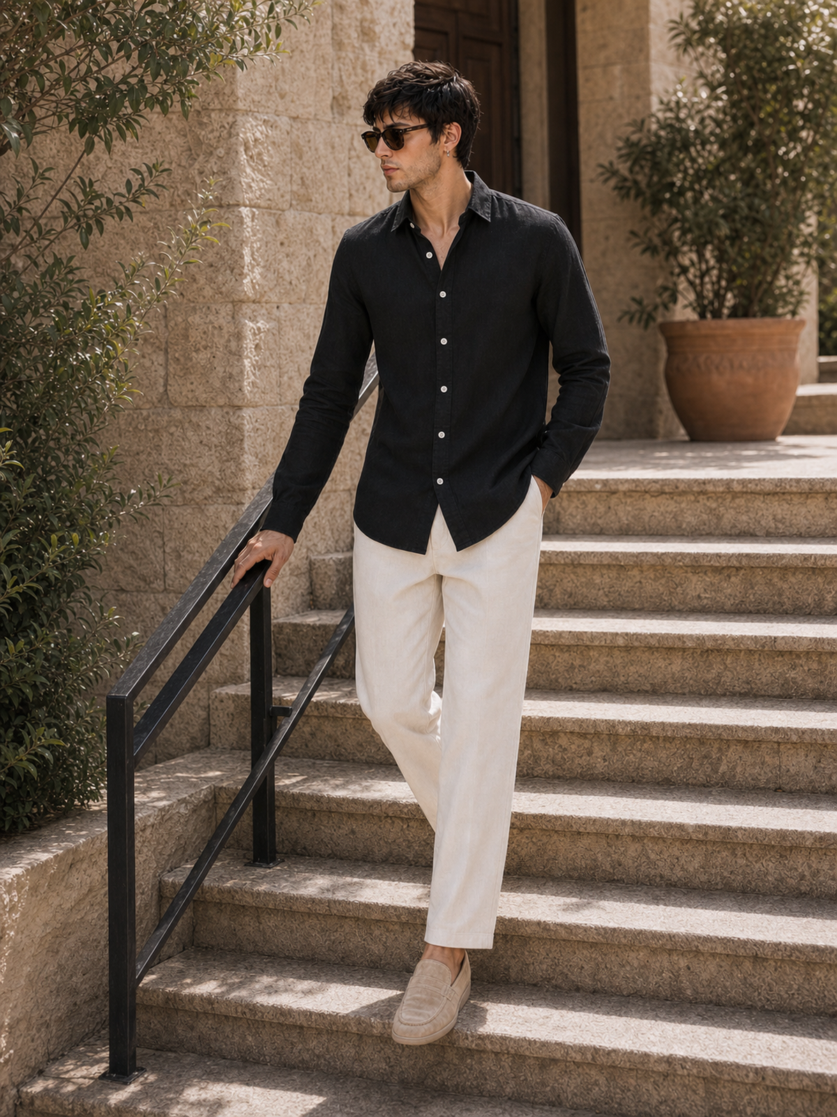 Classic Black LYOLEN™ Linen Shirt | Unisex Premium Linen-Lyocell Blend | Classy Vouge