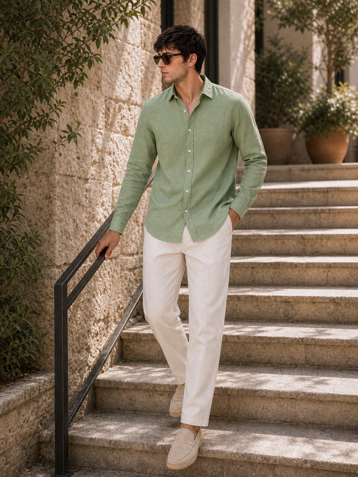 Mint Green LYOLEN™ Linen Shirt | Unisex Premium Linen-Lyocell Blend | Classy Vouge