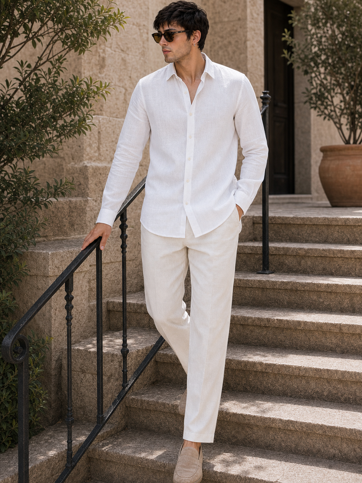 White LYOLEN™ Linen Shirt | Unisex Premium Linen-Lyocell Blend | Classy Vouge