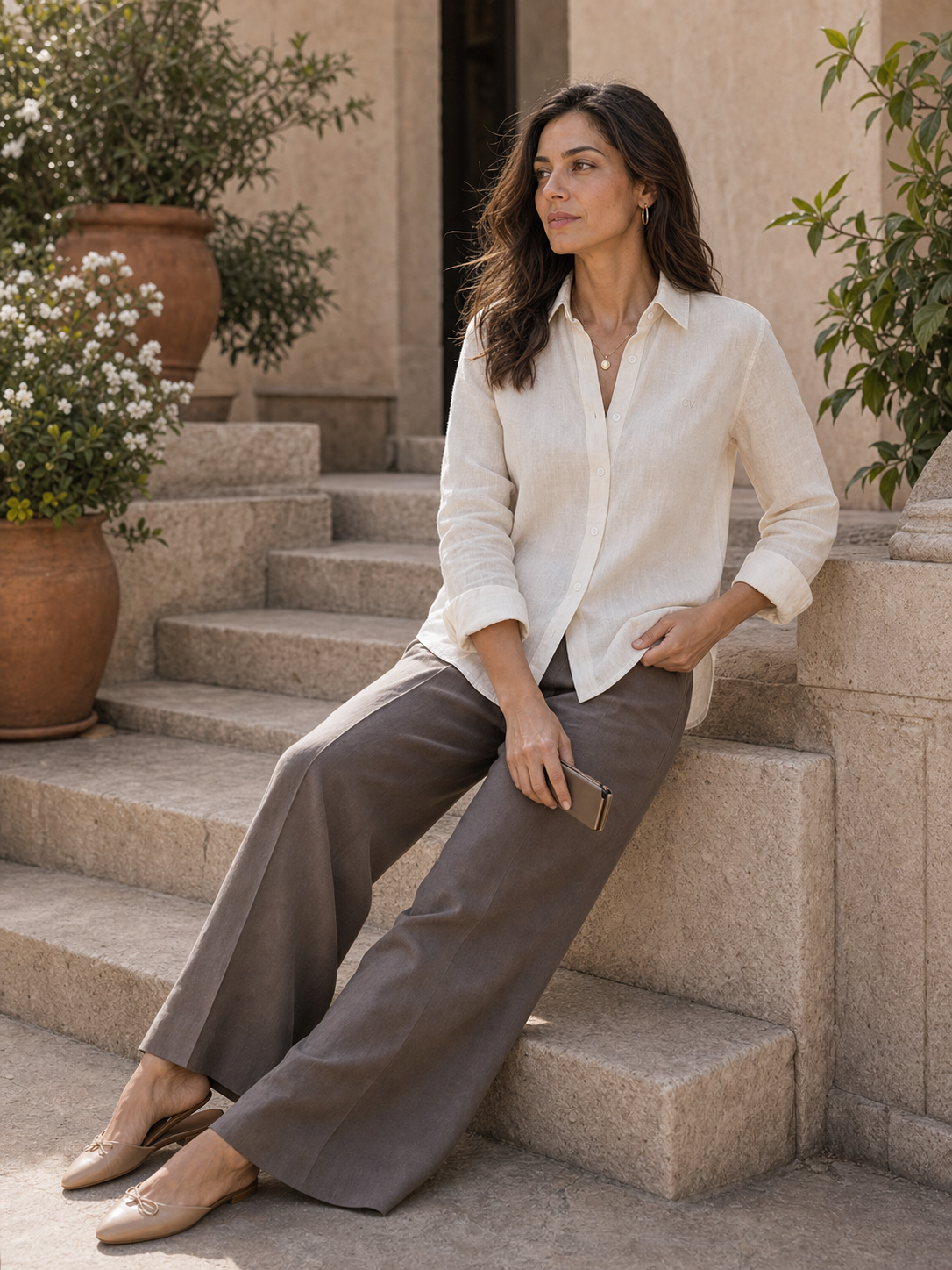 Ivory White LYOLEN™ Linen Shirt | Unisex Premium Linen-Lyocell Blend | Classy Vouge
