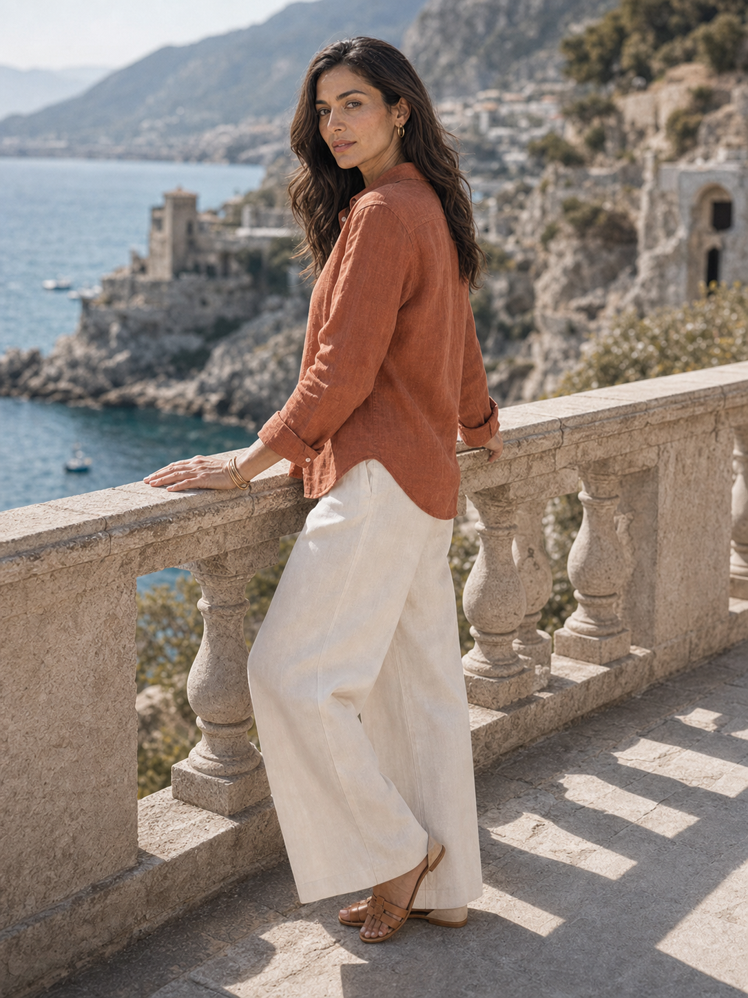 Rust Terracotta LYOLEN™ Linen Shirt | Unisex Premium Linen-Lyocell Blend | Classy Vouge