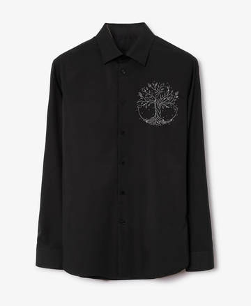 Men's Black Shirt with Abstract Tree of Life Print (BUY 1 GET 1 FREE)