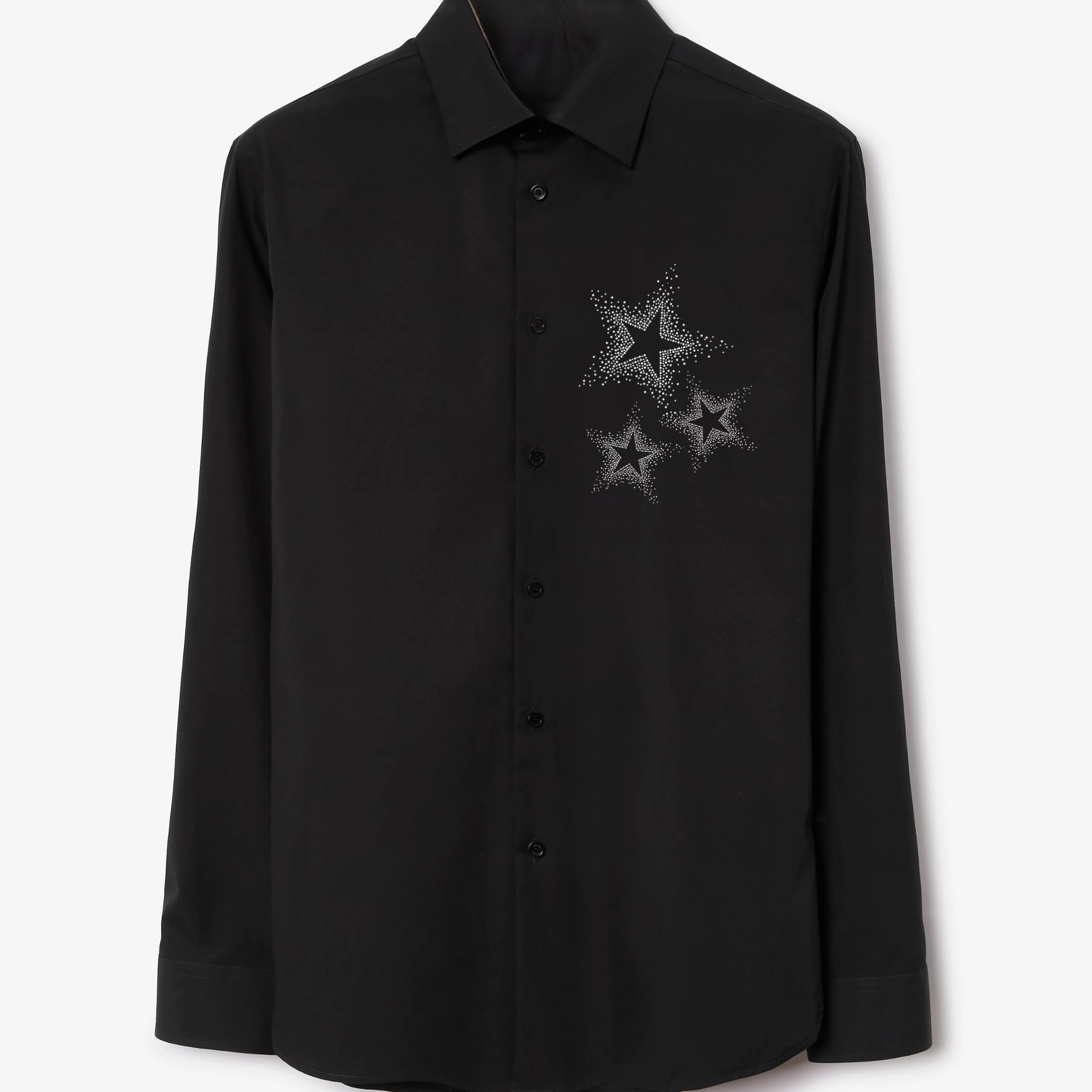 Men's Black Button-Up Shirt with Embroidered Star Cluster Design (BUY 1 GET 1 FREE)
