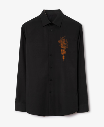 Men's Black Shirt with Fiery Orange Dragon Print (BUY 1 GET 1 FREE)