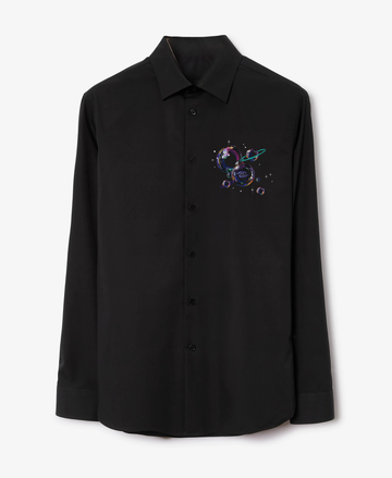 Men's Black Button-Up Shirt with Galaxy & Planets Design (BUY 1 GET 1 FREE)