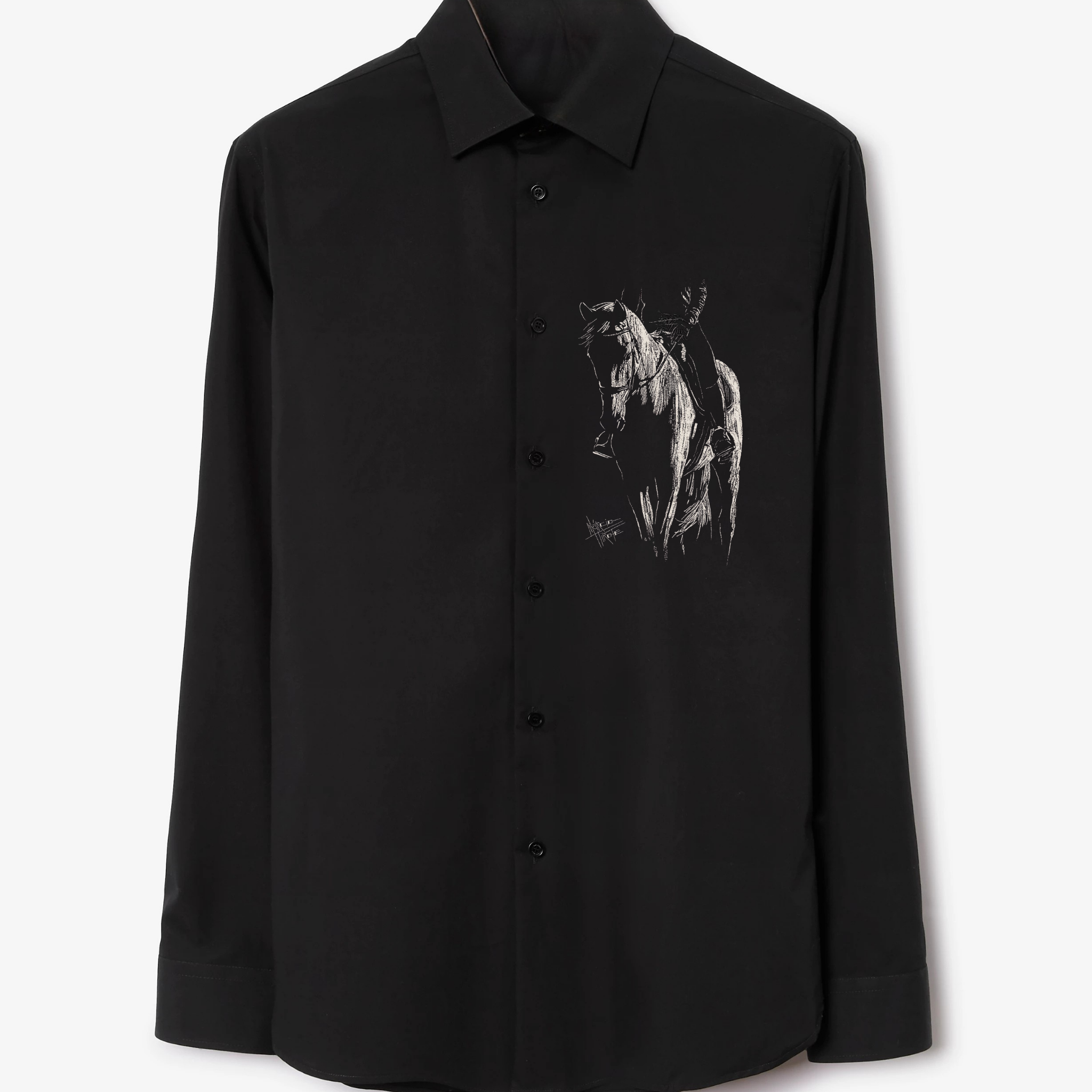 Men's Black Shirt with Equestrian Sketch Print (BUY 1 GET 1 FREE)