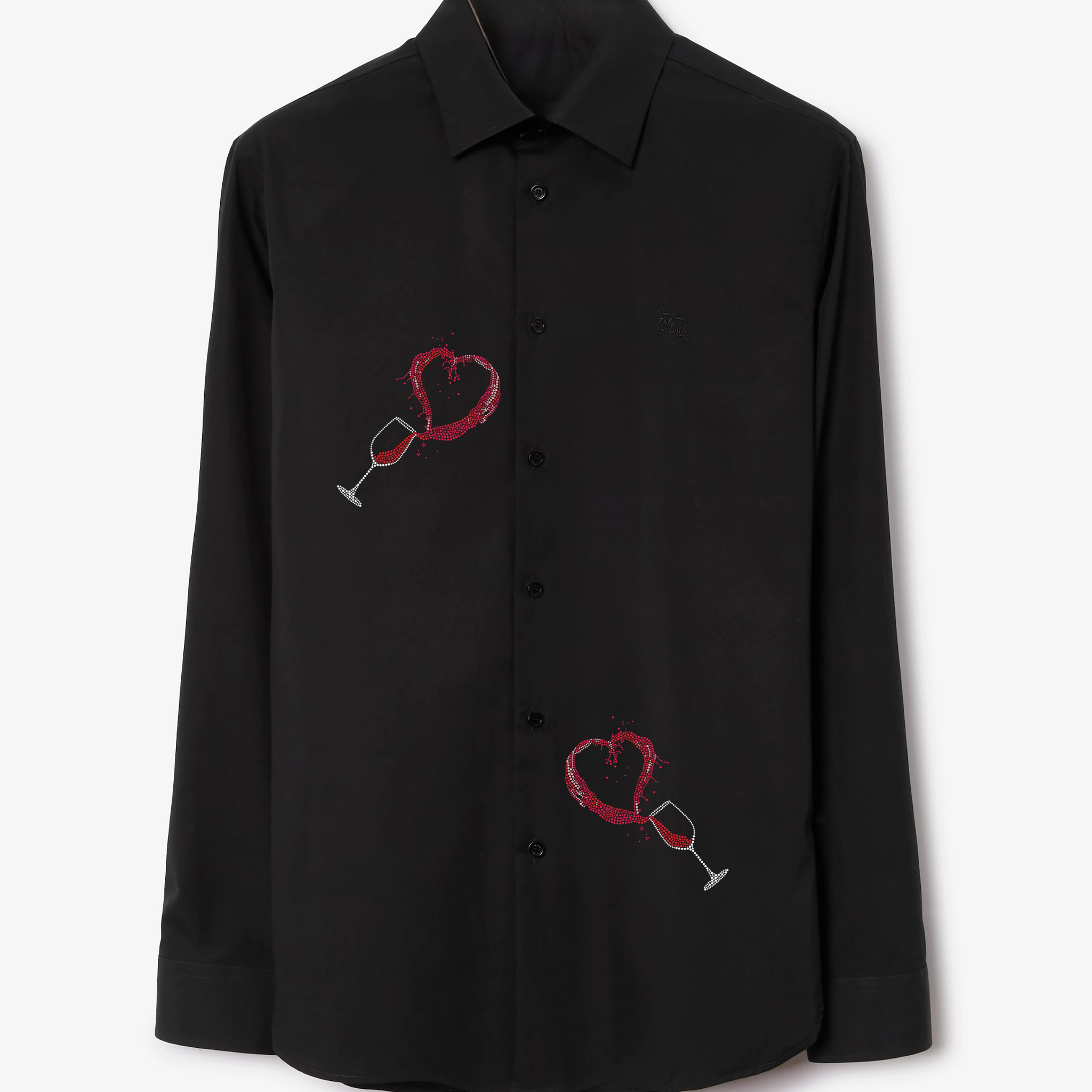 Men's Button-Up Shirt with Wine Glass & Heart Design (BUY 1 GET 1 FREE)