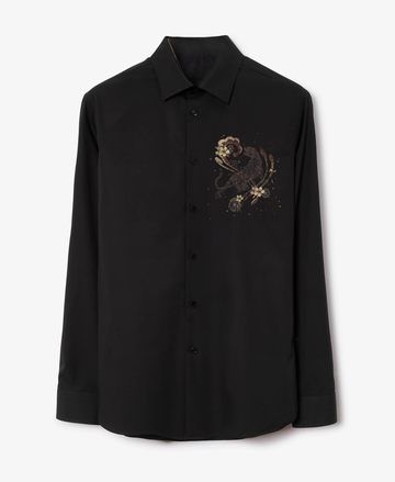 Men's Black Shirt with Golden Tiger and Floral Print (BUY 1 GET 1 FREE)