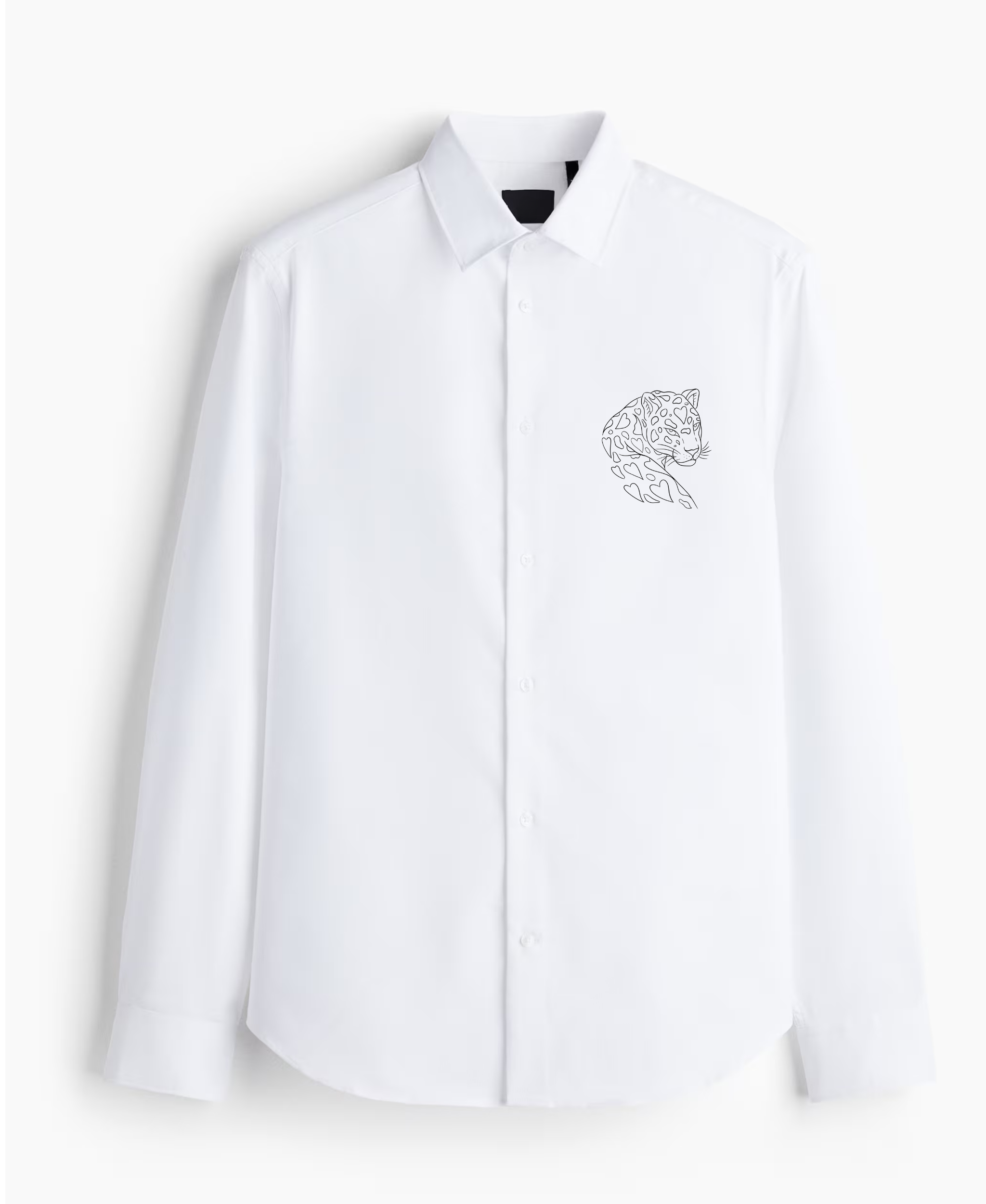 Men's White Shirt with Minimal Jaguar Line Art Print
