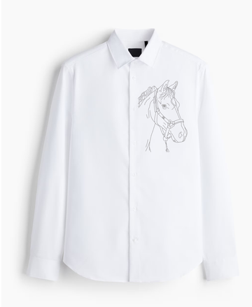 Men's White Button-Up Shirt with Horse Head Design (BUY 1 GET 1 FREE)