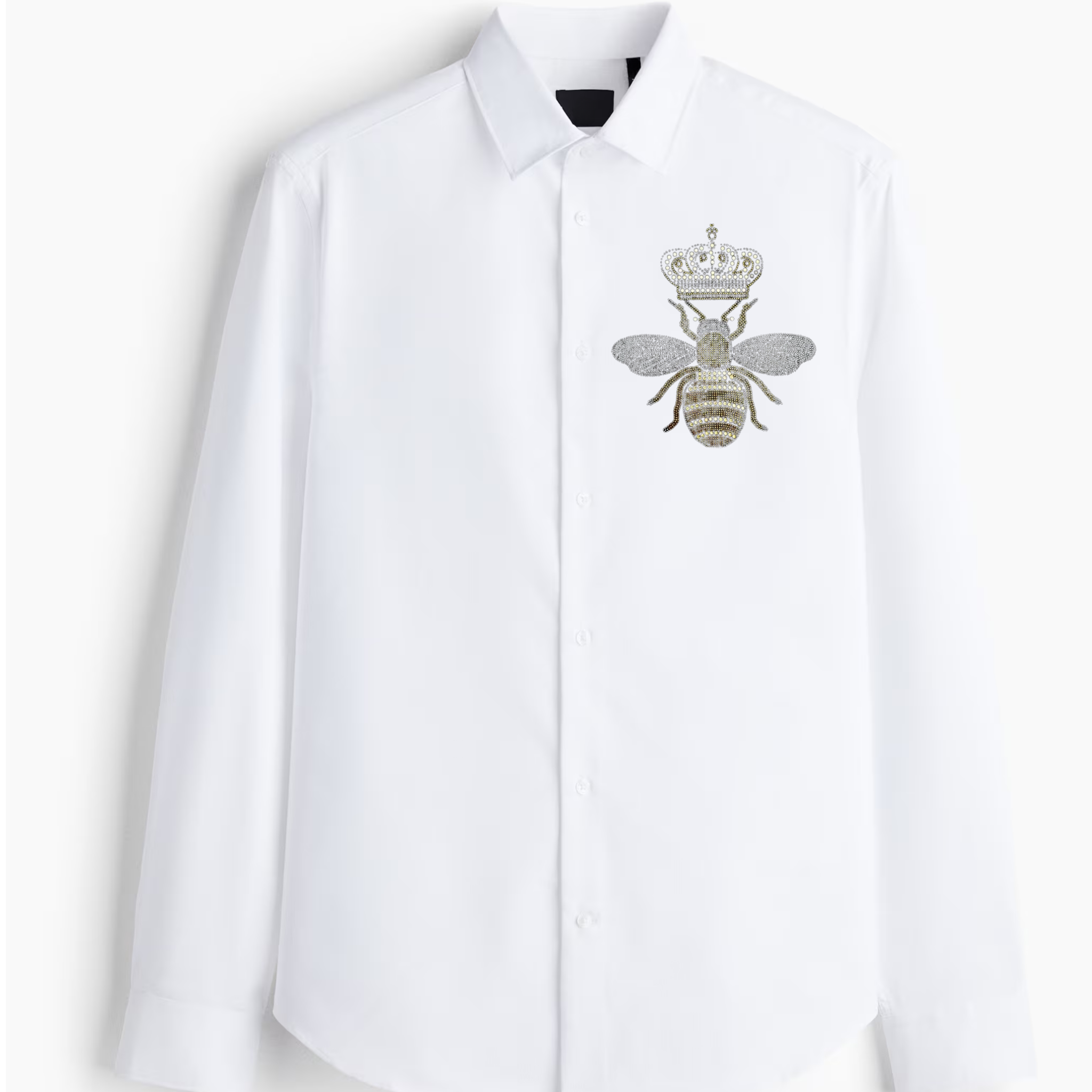 Men's Black Button-Up Shirt with Crowned Bee Design (BUY 1 GET 1 FREE)