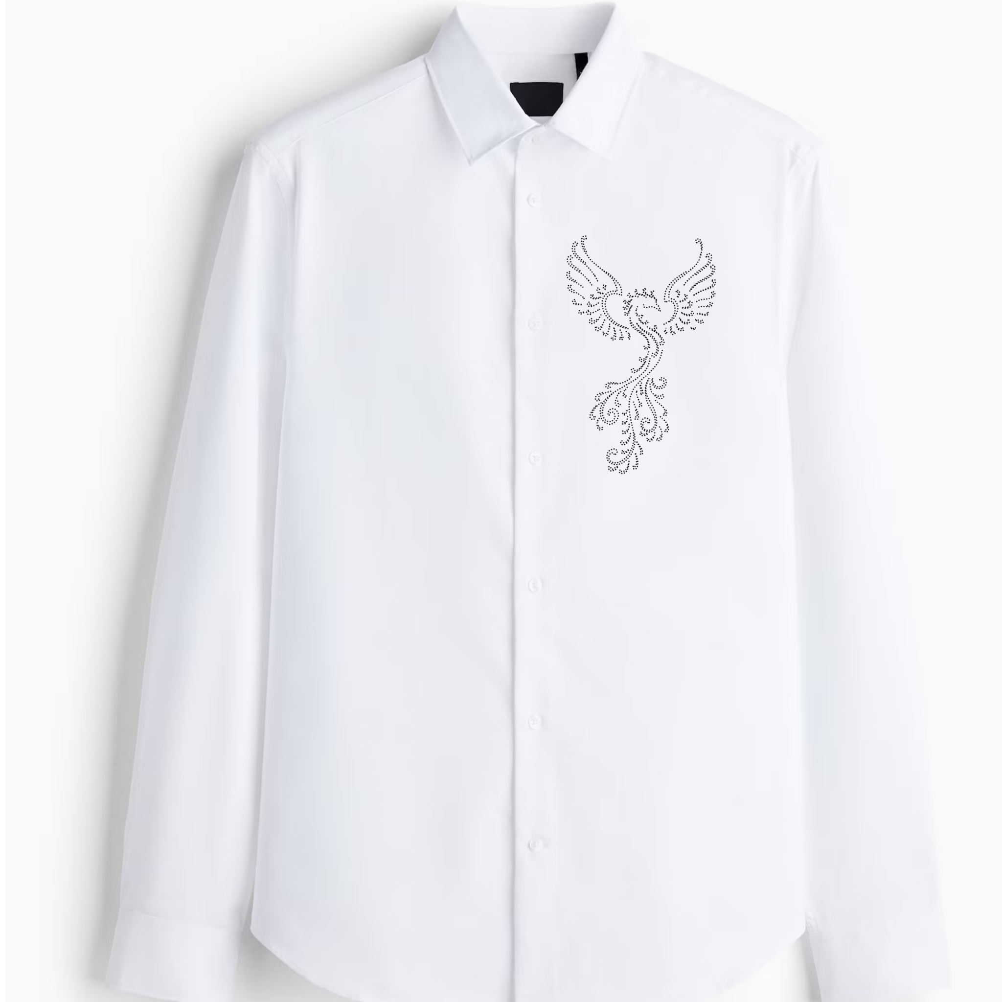 Men's White Button-Up Shirt with Phoenix Design (BUY 1 GET 1 FREE)