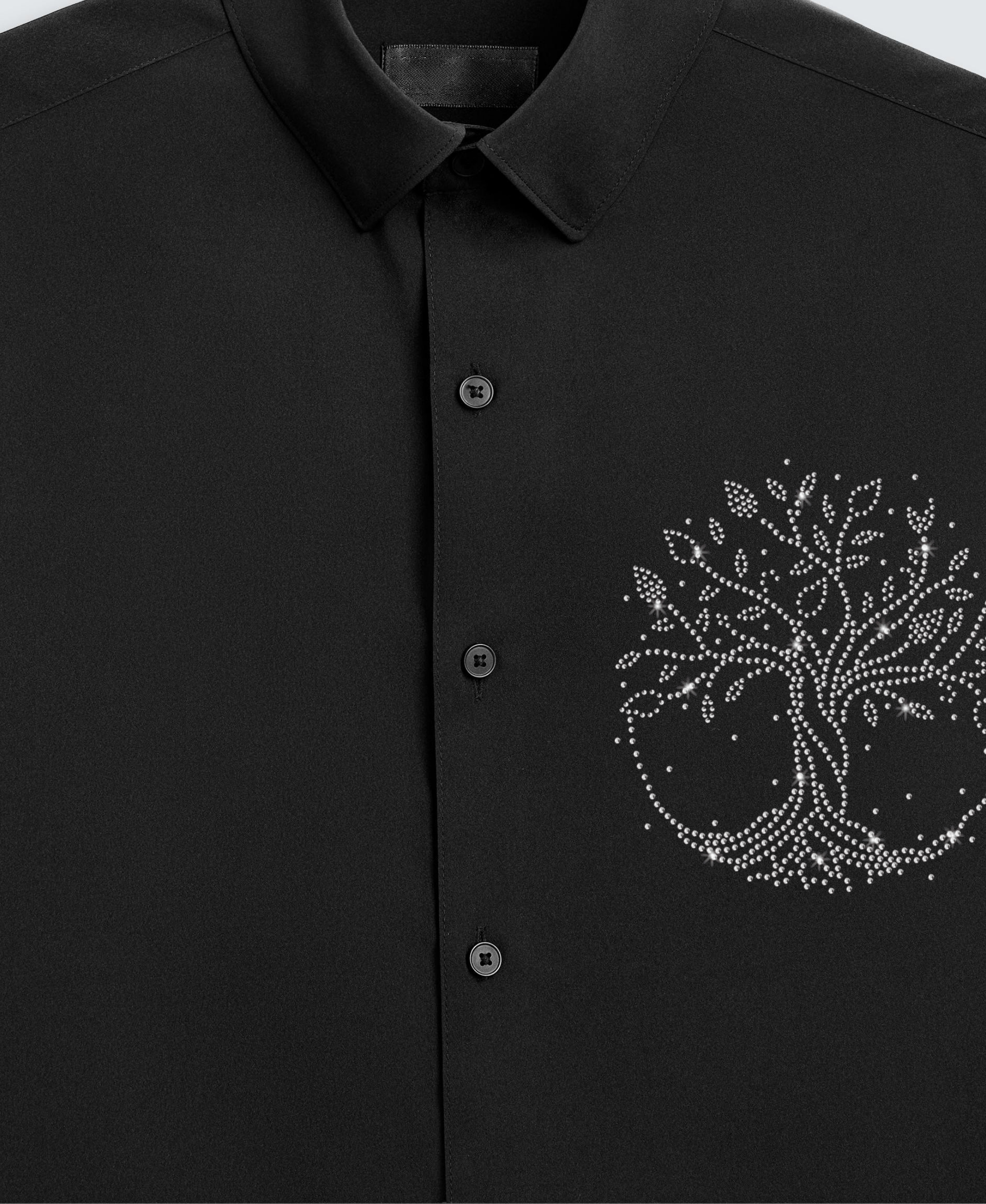 Men's Black Shirt with Abstract Tree of Life Print