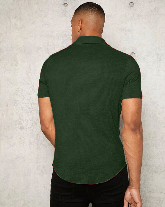 Basil Green Seersucker  Shirt