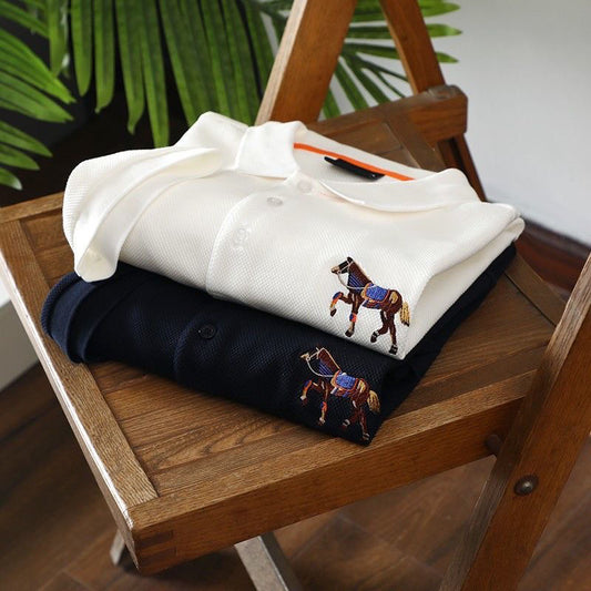 Elegant Horse-Embroidered Polo Shirts