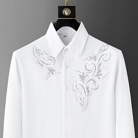Men's Elegant  Shirt with Intricate Embroidered Floral Design