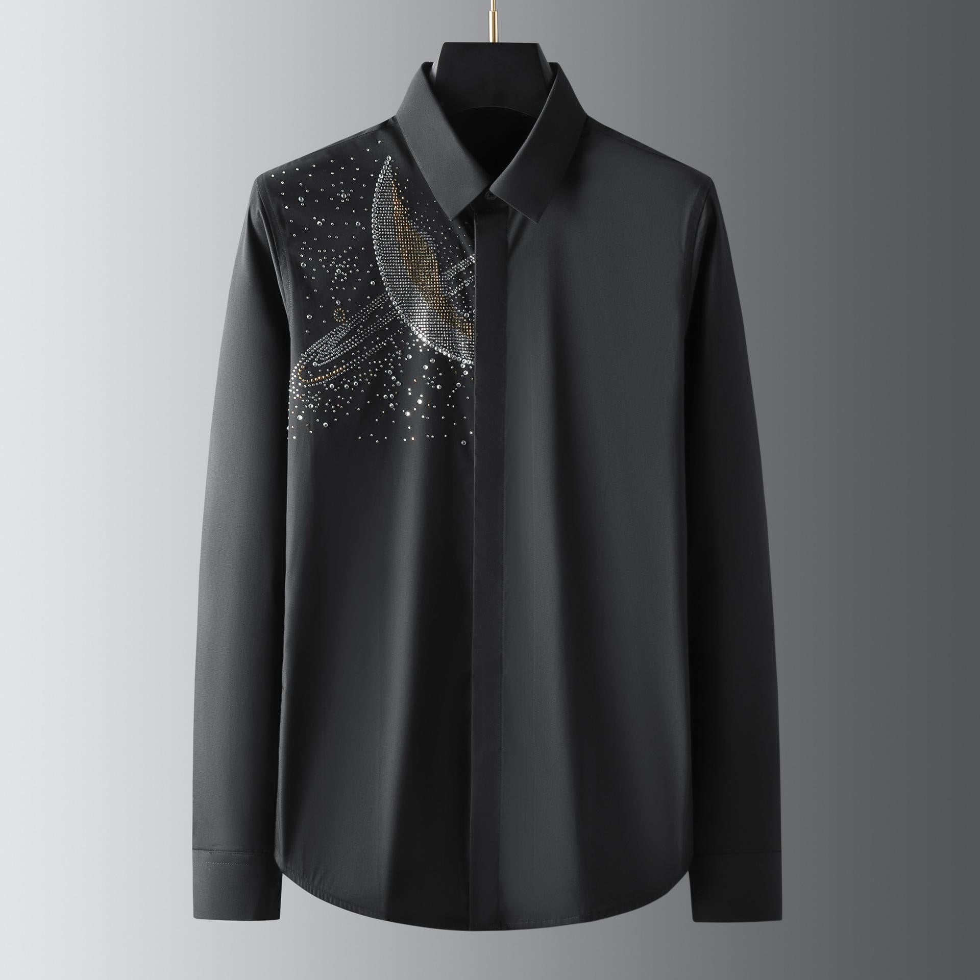 Midnight Saturn Crystal Embellished Shirt