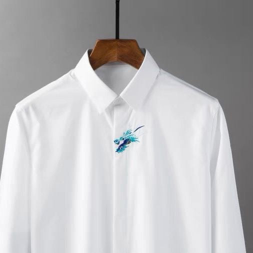 Noir Bloom Crystal Embroidered Shirt